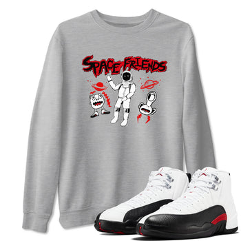 AJ12 Taxi Flip shirt to match jordans Space Friends sneaker tees Air Jordan 12 Taxi Flip SNRT Sneaker Release Tees unisex cotton Heather Grey 1 crew neck shirt