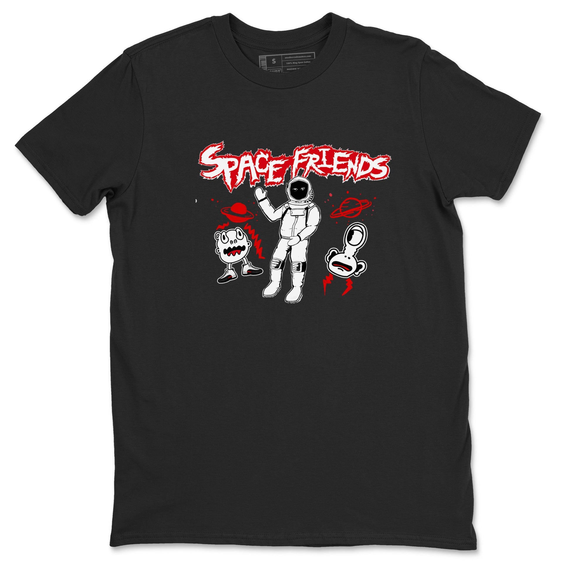 AJ12 Taxi Flip shirt to match jordans Space Friends sneaker tees Air Jordan 12 Taxi Flip SNRT Sneaker Release Tees unisex cotton Black 2 crew neck shirt