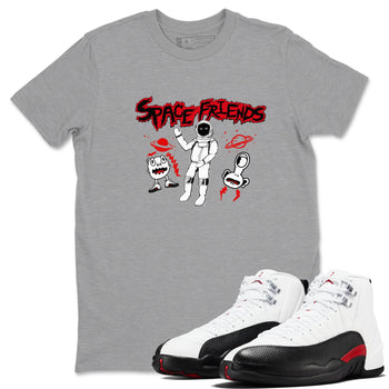 AJ12 Taxi Flip shirt to match jordans Space Friends sneaker tees Air Jordan 12 Taxi Flip SNRT Sneaker Release Tees unisex cotton Heather Grey 1 crew neck shirt
