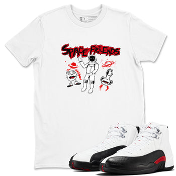 AJ12 Taxi Flip shirt to match jordans Space Friends sneaker tees Air Jordan 12 Taxi Flip SNRT Sneaker Release Tees unisex cotton White 1 crew neck shirt