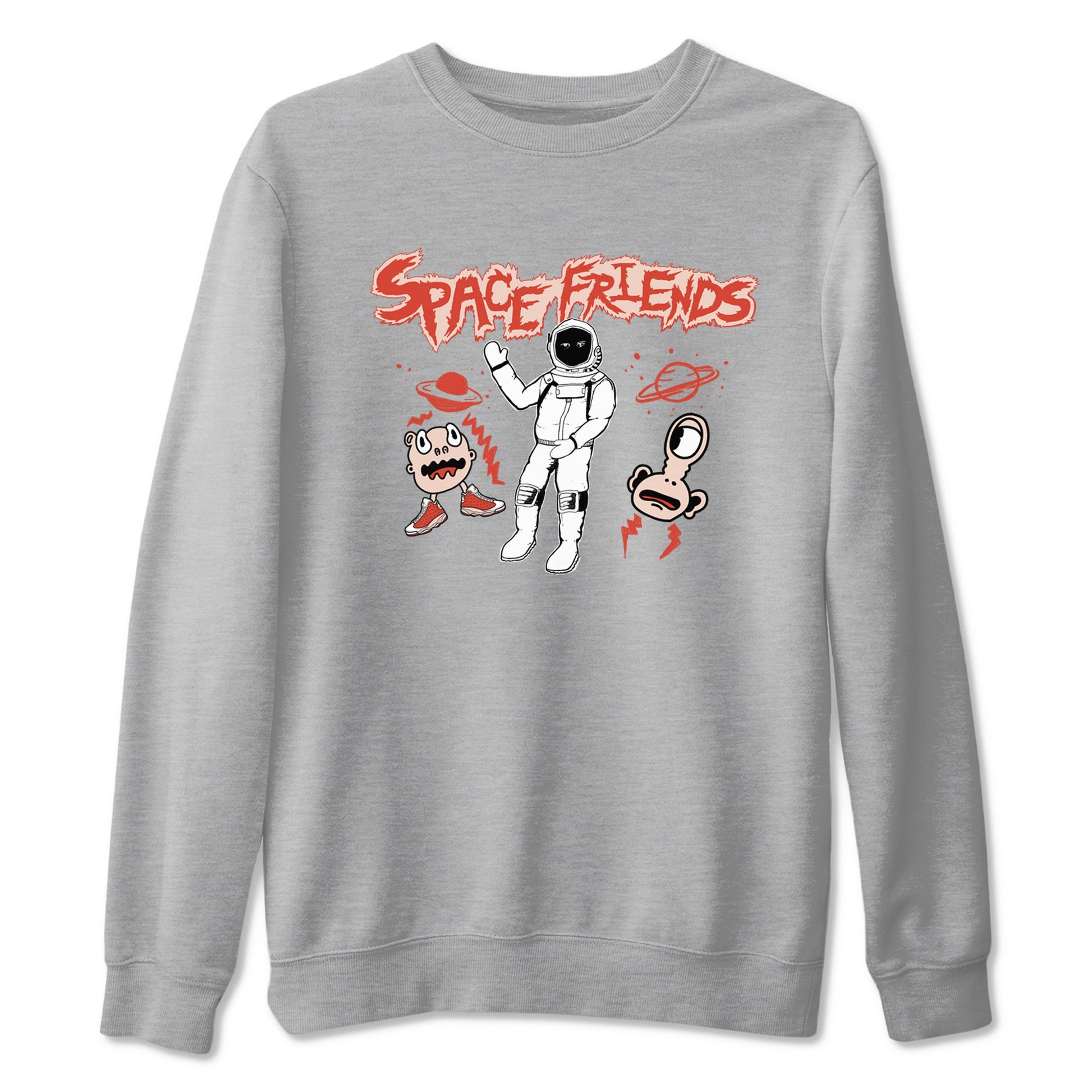 AJ13 Dune Red shirts to match jordans Space Friends sneaker match tees Air Jordan 13 Dune Red SNRT Sneaker Tees streetwear brand Heather Grey 2 unisex cotton tee