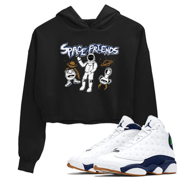 13s Midnight Navy shirts to match jordans Space Friends sneaker match tees Air Jordan 13 Midnight Navy SNRT Sneaker Release Tees unisex cotton Black 1 Crop Shirts