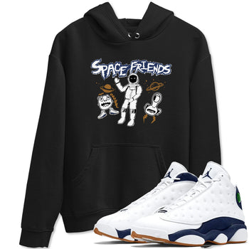 13s Midnight Navy shirts to match jordans Space Friends sneaker match tees Air Jordan 13 Midnight Navy SNRT Sneaker Release Tees unisex cotton Black 1 crew neck shirts