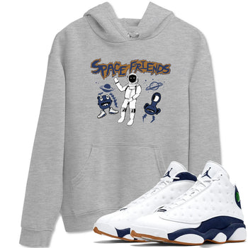 13s Midnight Navy shirts to match jordans Space Friends sneaker match tees Air Jordan 13 Midnight Navy SNRT Sneaker Release Tees unisex cotton Heather Grey 1 crew neck shirts