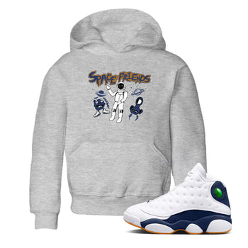 13s Midnight Navy shirts to match jordans Space Friends sneaker match tees Air Jordan 13 Midnight Navy SNRT Sneaker Release Tees Youth Baby Heather Grey 1 crew neck shirts