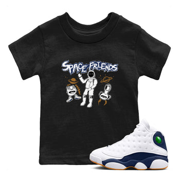 13s Midnight Navy shirts to match jordans Space Friends sneaker match tees Air Jordan 13 Midnight Navy SNRT Sneaker Release Tees Youth Baby Black 1 crew neck shirts