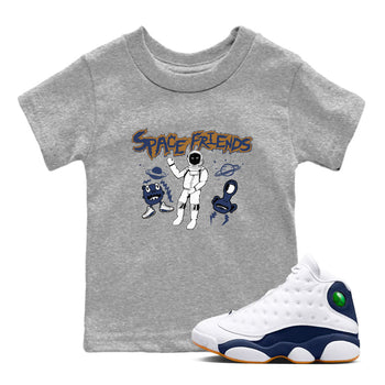 13s Midnight Navy shirts to match jordans Space Friends sneaker match tees Air Jordan 13 Midnight Navy SNRT Sneaker Release Tees Youth Baby Heather Grey 1 crew neck shirts