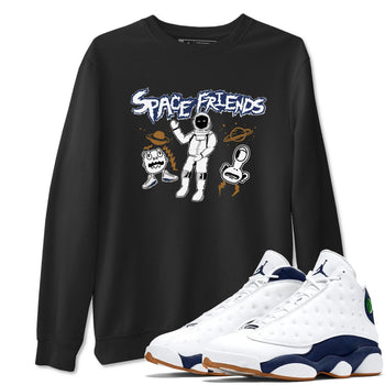 13s Midnight Navy shirts to match jordans Space Friends sneaker match tees Air Jordan 13 Midnight Navy SNRT Sneaker Release Tees unisex cotton Black 1 crew neck shirts