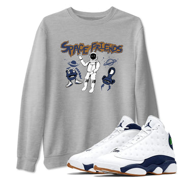 13s Midnight Navy shirts to match jordans Space Friends sneaker match tees Air Jordan 13 Midnight Navy SNRT Sneaker Release Tees unisex cotton Heather Grey 1 crew neck shirts