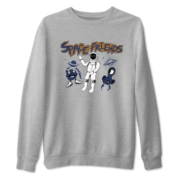 13s Midnight Navy shirts to match jordans Space Friends sneaker match tees Air Jordan 13 Midnight Navy SNRT Sneaker Release Tees unisex cotton Heather Grey 2 crew neck shirts