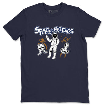 13s Midnight Navy shirts to match jordans Space Friends sneaker match tees Air Jordan 13 Midnight Navy SNRT Sneaker Release Tees unisex cotton Navy 2 crew neck shirts