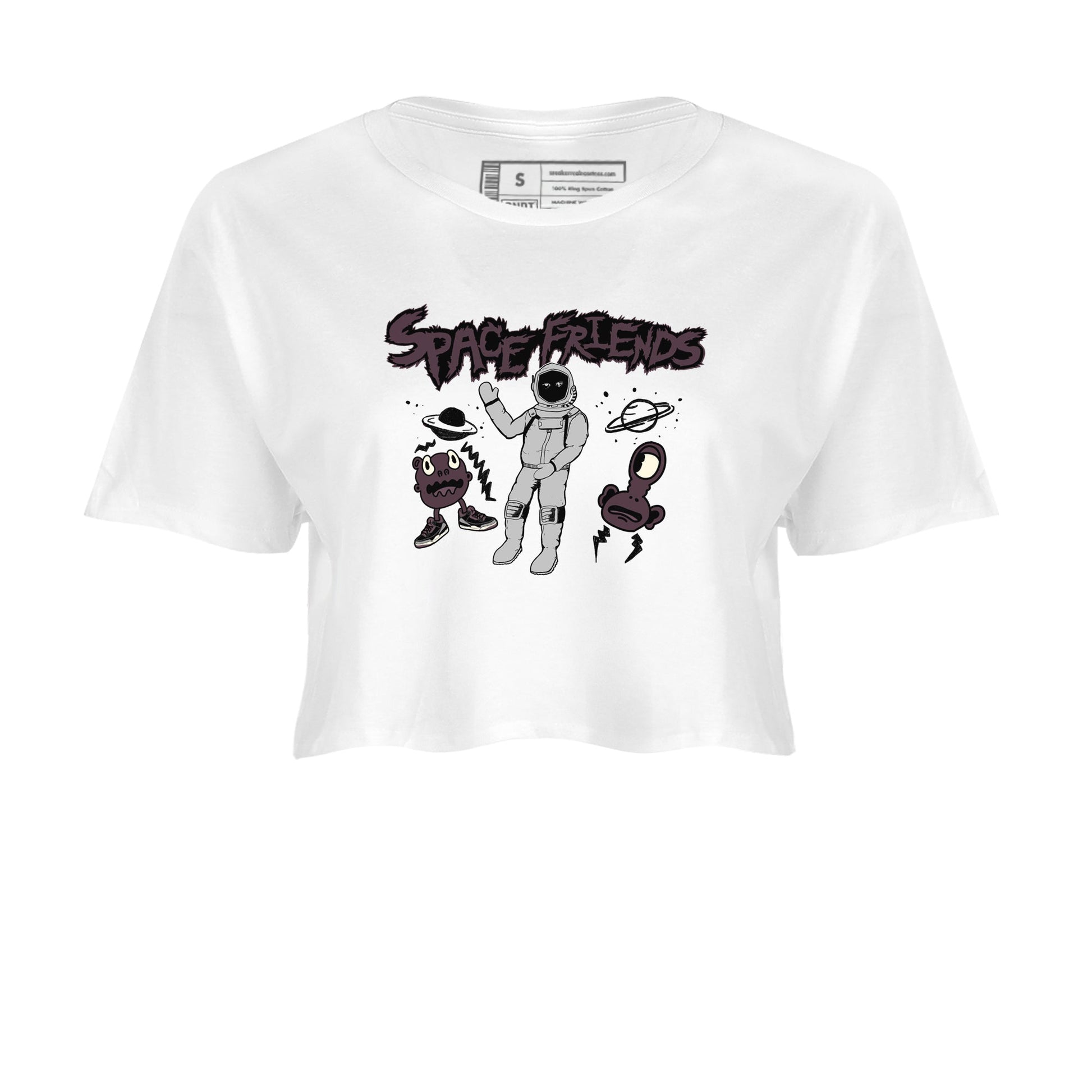 3s A Ma Maniere x Black shirts to match jordans Space Friends sneaker match tees A Ma Maniere x Air Jordan 3 “Black” SNRT Sneaker Tees streetwear brand White 2 crop tee