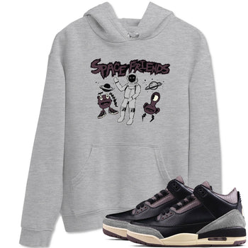 3s A Ma Maniere x Black shirts to match jordans Space Friends sneaker match tees A Ma Maniere x Air Jordan 3 “Black” SNRT Sneaker Tees streetwear brand Heather Grey 1 unisex cotton tee