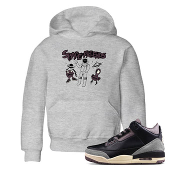 3s A Ma Maniere x Black shirts to match jordans Space Friends sneaker match tees A Ma Maniere x Air Jordan 3 “Black” SNRT Sneaker Tees streetwear brand Baby and Youth Heather Grey 1 cotton tee