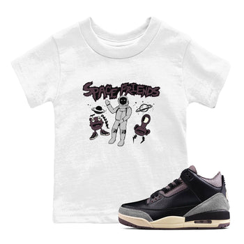 3s A Ma Maniere x Black shirts to match jordans Space Friends sneaker match tees A Ma Maniere x Air Jordan 3 “Black” SNRT Sneaker Tees streetwear brand Baby and Youth White 1 cotton tee