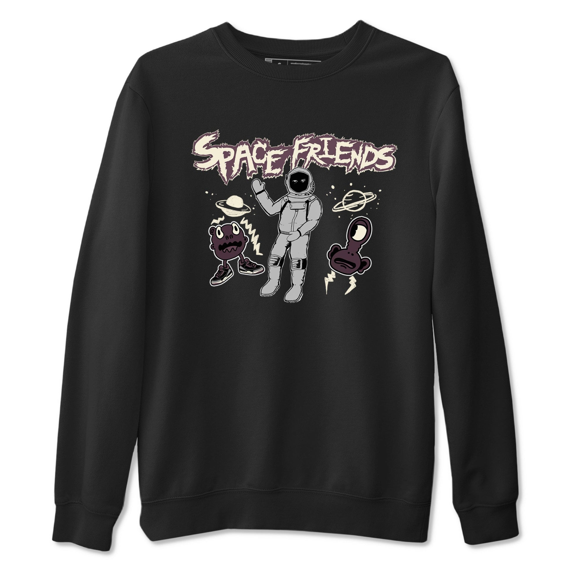 3s A Ma Maniere x Black shirts to match jordans Space Friends sneaker match tees A Ma Maniere x Air Jordan 3 “Black” SNRT Sneaker Tees streetwear brand Black 2 unisex cotton tee
