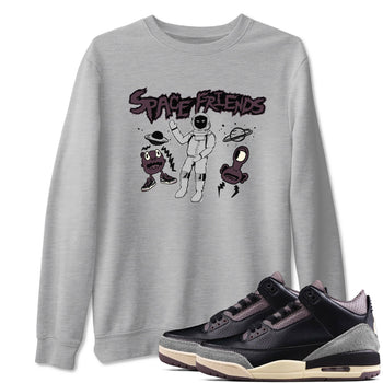 3s A Ma Maniere x Black shirts to match jordans Space Friends sneaker match tees A Ma Maniere x Air Jordan 3 “Black” SNRT Sneaker Tees streetwear brand Heather Grey 1 unisex cotton tee