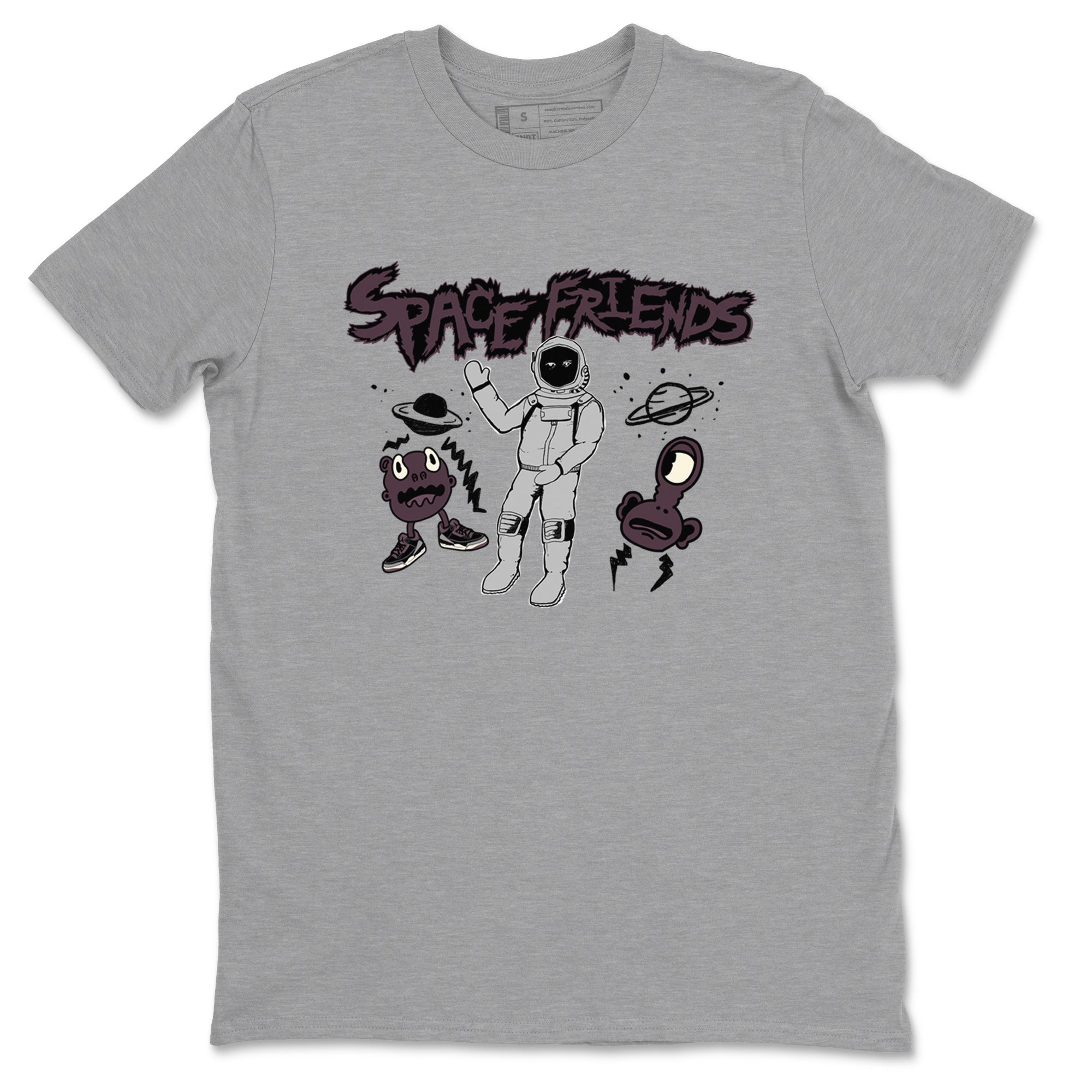 3s A Ma Maniere x Black shirts to match jordans Space Friends sneaker match tees A Ma Maniere x Air Jordan 3 “Black” SNRT Sneaker Tees streetwear brand Heather Grey 2 unisex cotton tee