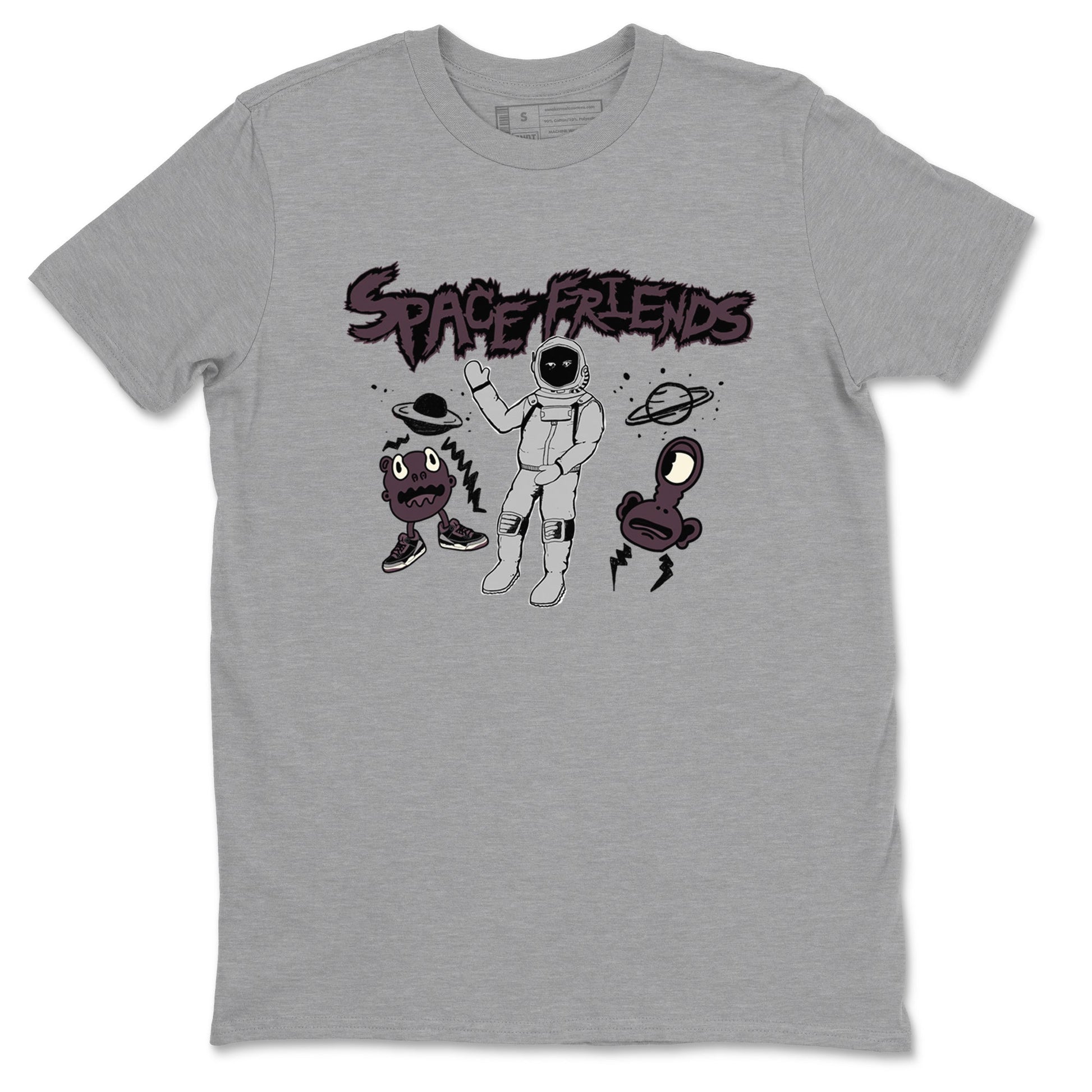 3s A Ma Maniere x Black shirts to match jordans Space Friends sneaker match tees A Ma Maniere x Air Jordan 3 “Black” SNRT Sneaker Tees streetwear brand Heather Grey 2 unisex cotton tee