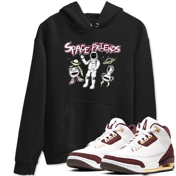 AJ3 A Ma Maniere x Burgundy Crush shirts to match jordans Space Friends sneaker match tees A Ma Maniére x Air Jordan 3 "Burgundy Crush" SNRT Sneaker Tees streetwear brand Black 1 unisex cotton tee