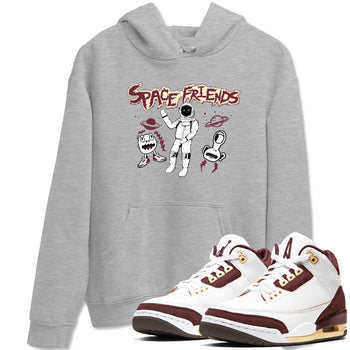 AJ3 A Ma Maniere x Burgundy Crush shirts to match jordans Space Friends sneaker match tees A Ma Maniére x Air Jordan 3 "Burgundy Crush" SNRT Sneaker Tees streetwear brand Heather Grey 1 unisex cotton tee