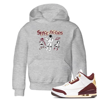 AJ3 A Ma Maniere x Burgundy Crush shirts to match jordans Space Friends sneaker match tees A Ma Maniére x Air Jordan 3 "Burgundy Crush" SNRT Sneaker Tees streetwear brand Baby and Youth Heather Grey 1 cotton tee