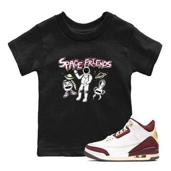 AJ3 A Ma Maniere x Burgundy Crush shirts to match jordans Space Friends sneaker match tees A Ma Maniére x Air Jordan 3 "Burgundy Crush" SNRT Sneaker Tees streetwear brand Baby and Youth Black 1 cotton tee