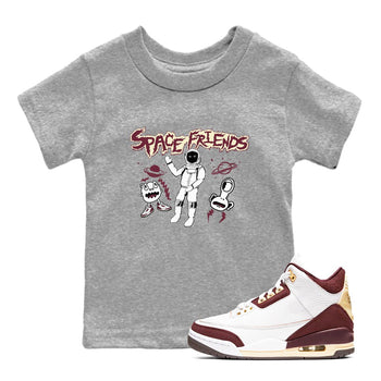 AJ3 A Ma Maniere x Burgundy Crush shirts to match jordans Space Friends sneaker match tees A Ma Maniére x Air Jordan 3 "Burgundy Crush" SNRT Sneaker Tees streetwear brand Baby and Youth Heather Grey 1 cotton tee