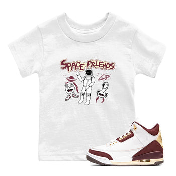 AJ3 A Ma Maniere x Burgundy Crush shirts to match jordans Space Friends sneaker match tees A Ma Maniére x Air Jordan 3 "Burgundy Crush" SNRT Sneaker Tees streetwear brand Baby and Youth White 1 cotton tee