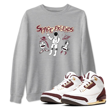 AJ3 A Ma Maniere x Burgundy Crush shirts to match jordans Space Friends sneaker match tees A Ma Maniére x Air Jordan 3 "Burgundy Crush" SNRT Sneaker Tees streetwear brand Heather Grey 1 unisex cotton tee