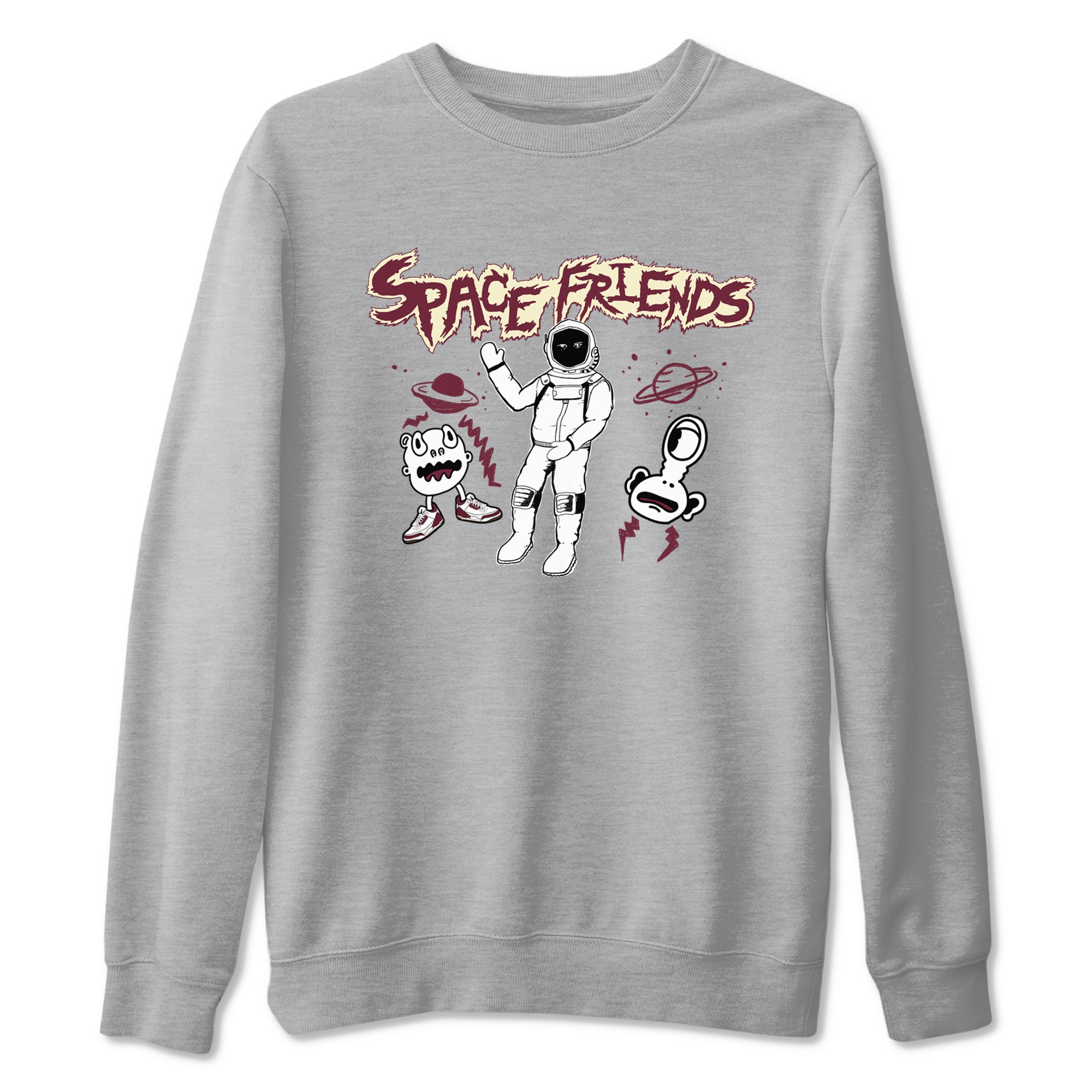 AJ3 A Ma Maniere x Burgundy Crush shirts to match jordans Space Friends sneaker match tees A Ma Maniére x Air Jordan 3 "Burgundy Crush" SNRT Sneaker Tees streetwear brand Heather Grey 2 unisex cotton tee