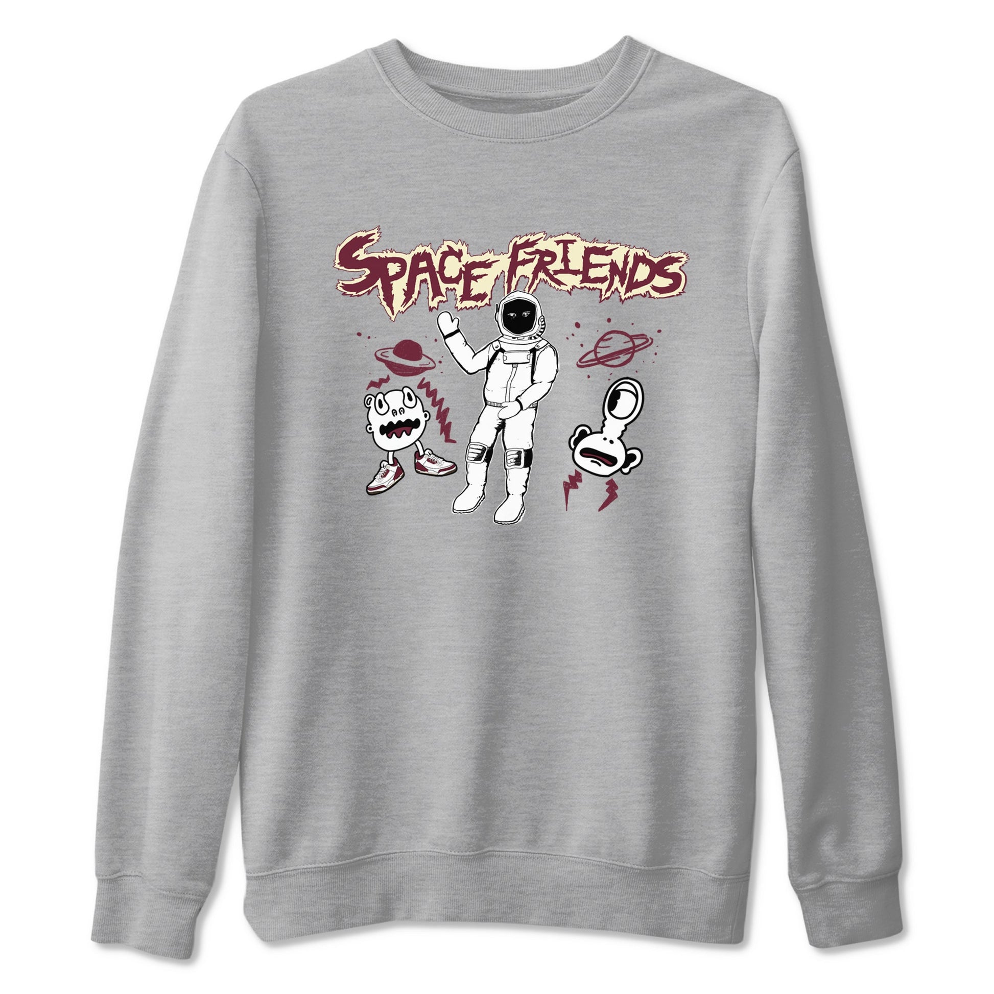 AJ3 A Ma Maniere x Burgundy Crush shirts to match jordans Space Friends sneaker match tees A Ma Maniére x Air Jordan 3 "Burgundy Crush" SNRT Sneaker Tees streetwear brand Heather Grey 2 unisex cotton tee