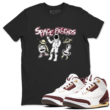 AJ3 A Ma Maniere x Burgundy Crush shirts to match jordans Space Friends sneaker match tees A Ma Maniére x Air Jordan 3 "Burgundy Crush" SNRT Sneaker Tees streetwear brand Black 1 unisex cotton tee