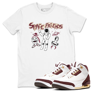 AJ3 A Ma Maniere x Burgundy Crush shirts to match jordans Space Friends sneaker match tees A Ma Maniére x Air Jordan 3 "Burgundy Crush" SNRT Sneaker Tees streetwear brand White 1 unisex cotton tee