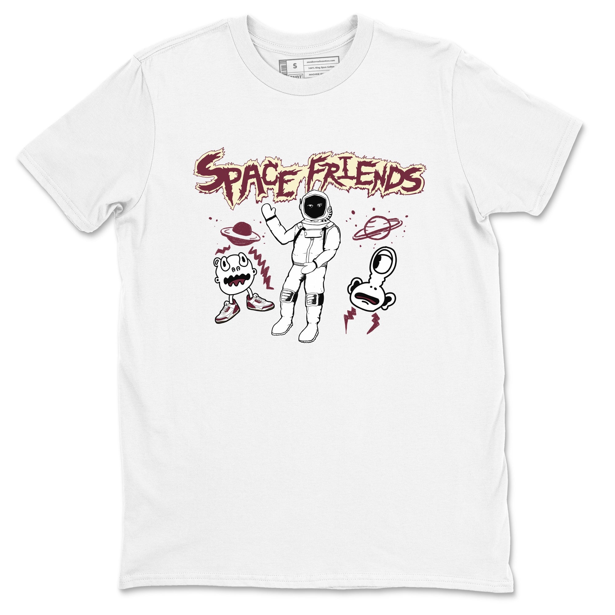 AJ3 A Ma Maniere x Burgundy Crush shirts to match jordans Space Friends sneaker match tees A Ma Maniére x Air Jordan 3 "Burgundy Crush" SNRT Sneaker Tees streetwear brand White 2 unisex cotton tee