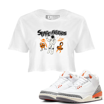 3s Georgia Peach shirt to match jordans Space Friends sneaker tees Air Jordan 3 Georgia Peach SNRT Sneaker Release Tees White 1 crop length shirt
