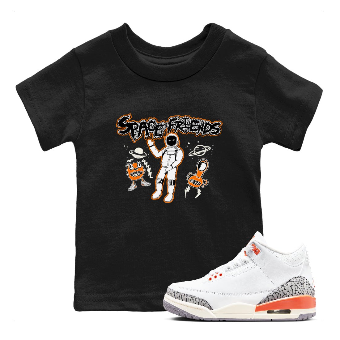 3s Georgia Peach shirt to match jordans Space Friends sneaker tees Air Jordan 3 Georgia Peach SNRT sneaker release tees baby toddler Black 1 cotton Shirt