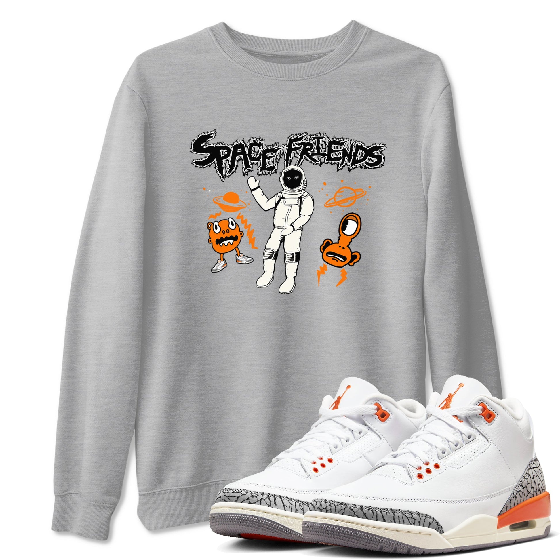 3s Georgia Peach shirt to match jordans Space Friends sneaker tees Air Jordan 3 Georgia Peach SNRT Sneaker Release Tees unisex cotton Heather Grey 1 crew neck shirt
