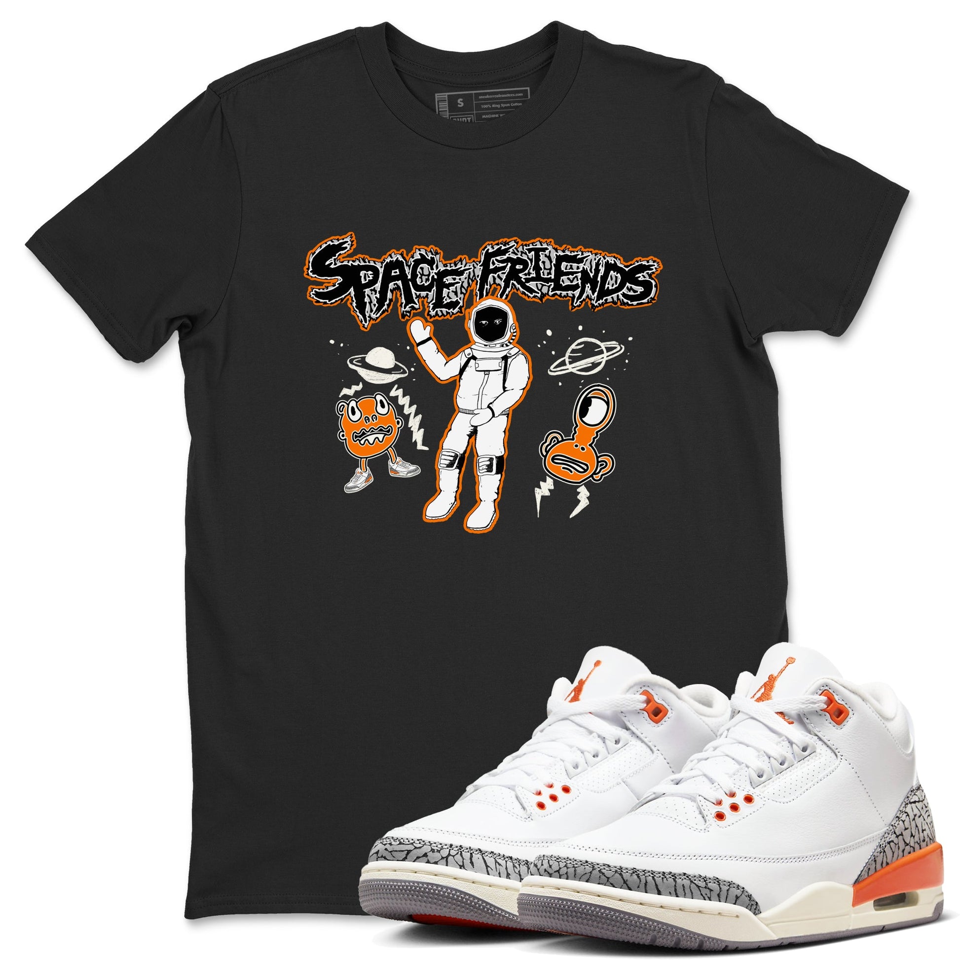 3s Georgia Peach shirt to match jordans Space Friends sneaker tees Air Jordan 3 Georgia Peach SNRT Sneaker Release Tees unisex cotton Black 1 crew neck shirt