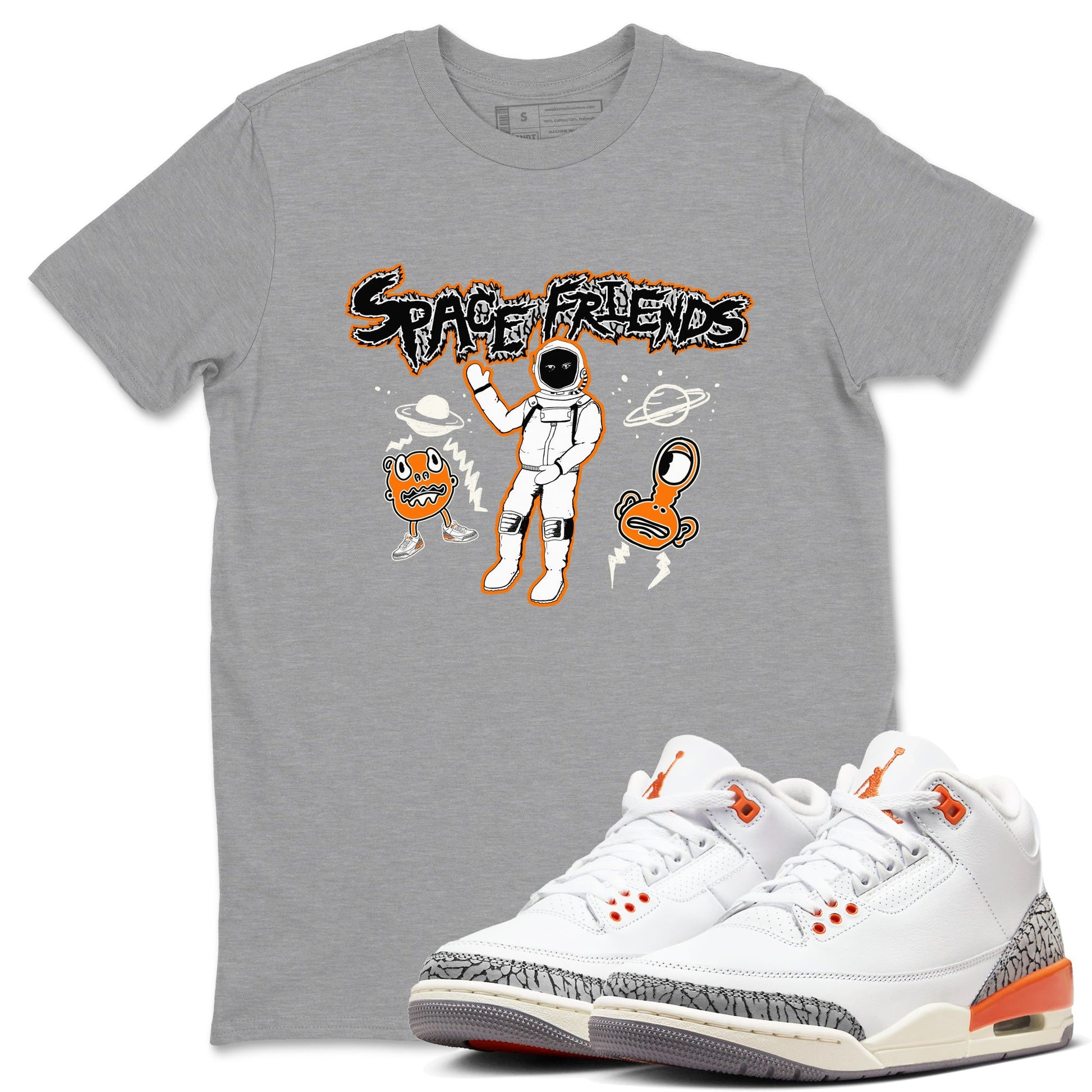 3s Georgia Peach shirt to match jordans Space Friends sneaker tees Air Jordan 3 Georgia Peach SNRT Sneaker Release Tees unisex cotton Heather Grey 1 crew neck shirt