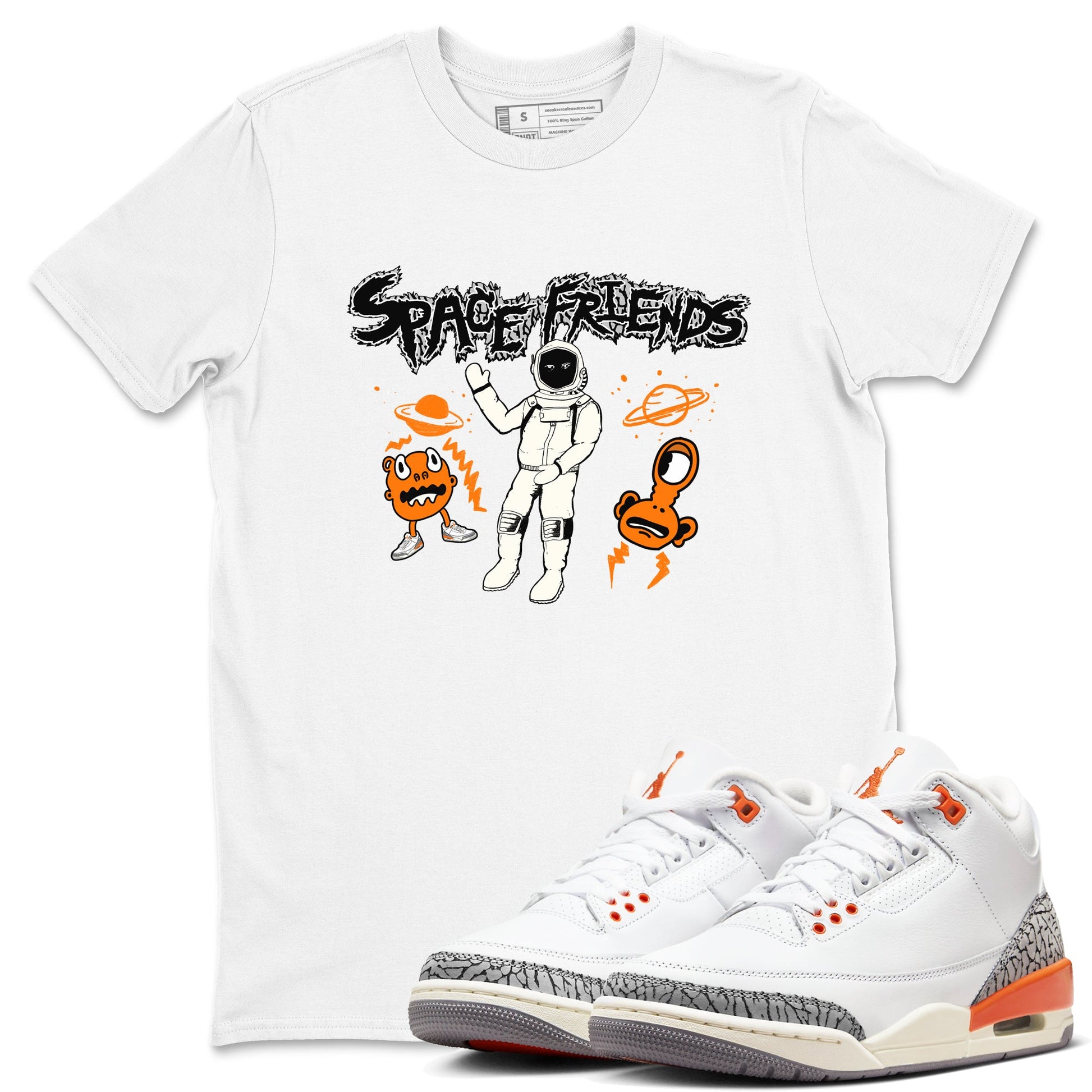 3s Georgia Peach shirt to match jordans Space Friends sneaker tees Air Jordan 3 Georgia Peach SNRT Sneaker Release Tees unisex cotton White 1 crew neck shirt
