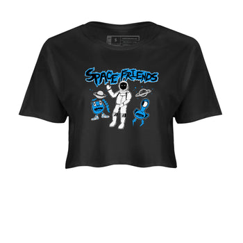 4s Military Blue shirt to match jordans Space Friends sneaker tees Air Jordan 4 Military Blue Streetwear Brand Streetwear Brand SNRT Sneaker Release Tees Black 2 crop length shirt