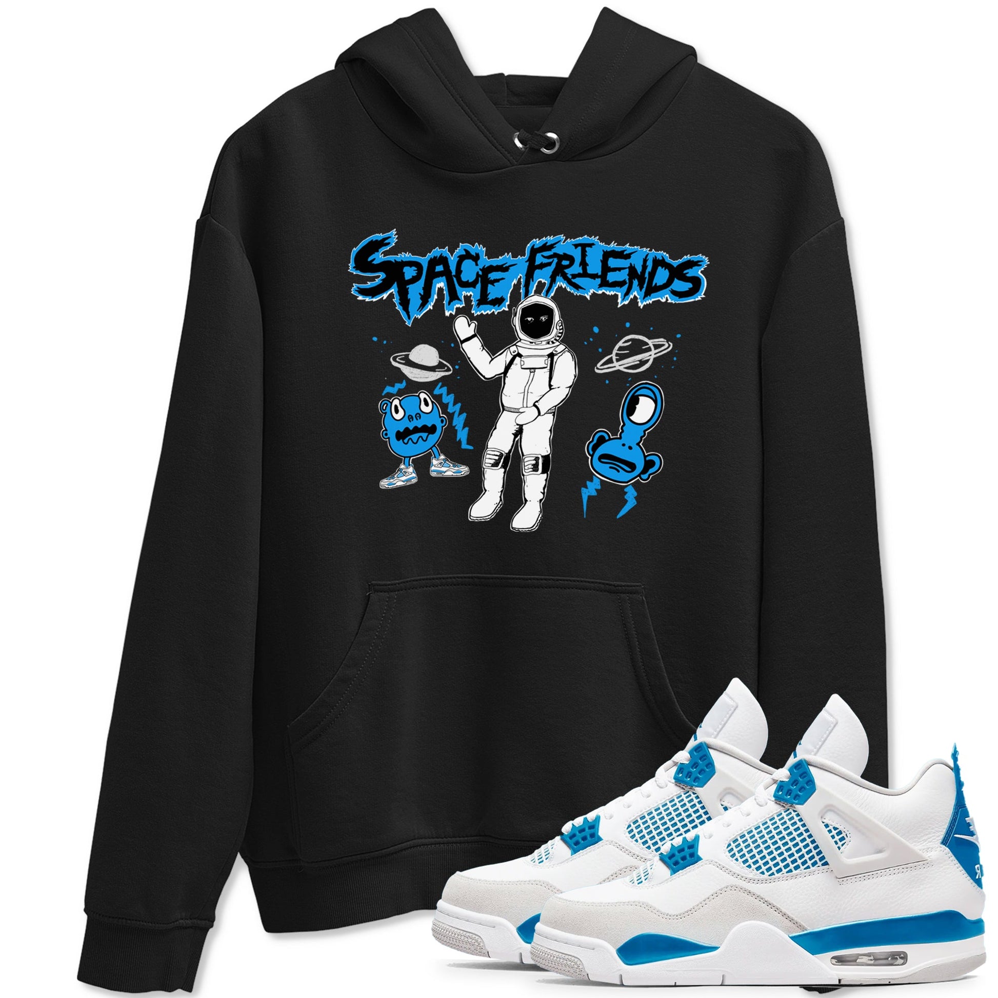 4s Military Blue shirt to match jordans Space Friends sneaker tees Air Jordan 4 Retro Military Blue Streetwear Brand SNRT Sneaker Release Tees unisex cotton Black 1 crew neck shirt
