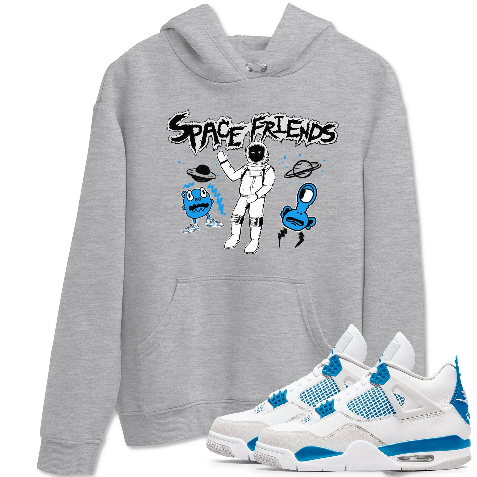 4s Military Blue shirt to match jordans Space Friends sneaker tees Air Jordan 4 Retro Military Blue Streetwear Brand SNRT Sneaker Release Tees unisex cotton Heather Grey 1 crew neck shirt