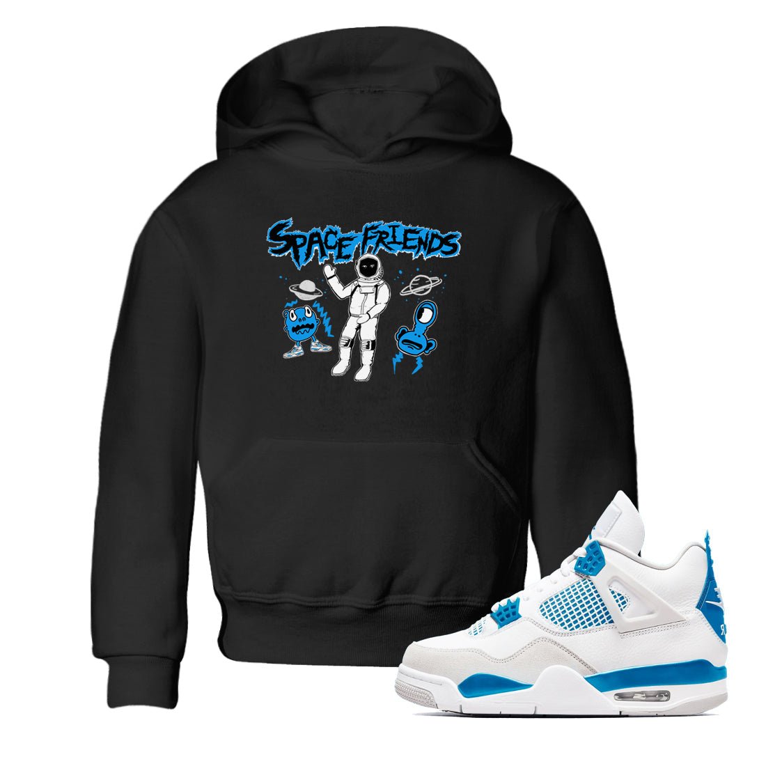 4s Military Blue shirt to match jordans Space Friends sneaker tees Air Jordan 4 Retro Military Blue Streetwear Brand SNRT Sneaker Release Tees baby toddler Black 1 cotton Shirt
