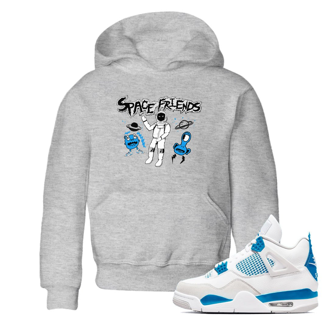 4s Military Blue shirt to match jordans Space Friends sneaker tees Air Jordan 4 Retro Military Blue Streetwear Brand SNRT Sneaker Release Tees baby toddler Heather Grey 1 cotton Shirt