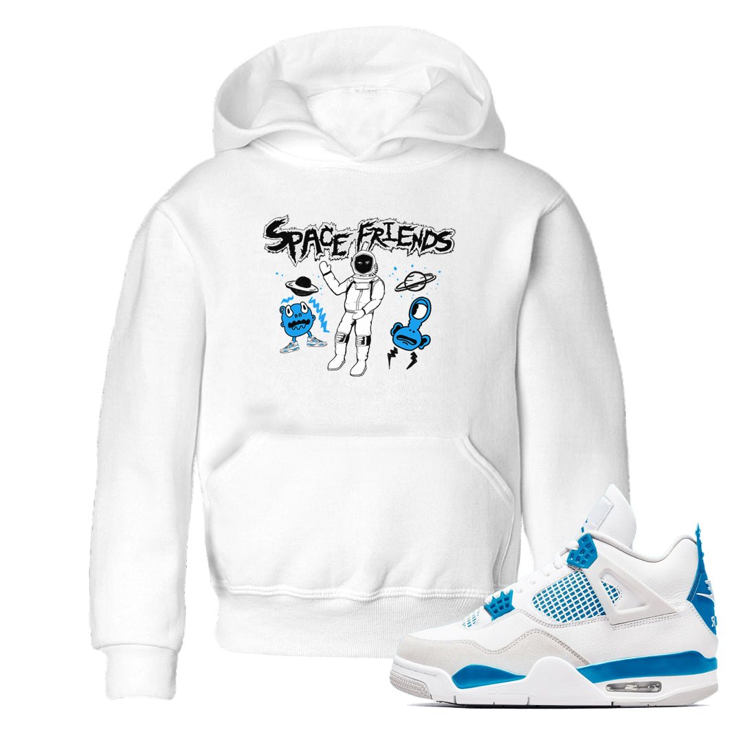 4s Military Blue shirt to match jordans Space Friends sneaker tees Air Jordan 4 Retro Military Blue Streetwear Brand SNRT Sneaker Release Tees baby toddler White 1 cotton Shirt
