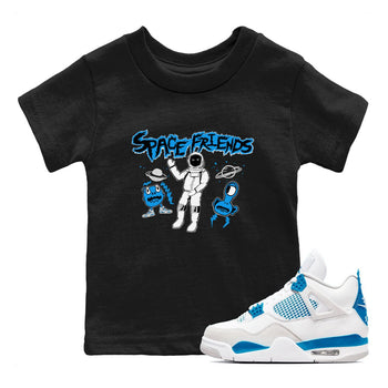 4s Military Blue shirt to match jordans Space Friends sneaker tees Air Jordan 4 Retro Military Blue Streetwear Brand SNRT Sneaker Release Tees baby toddler Black 1 cotton Shirt