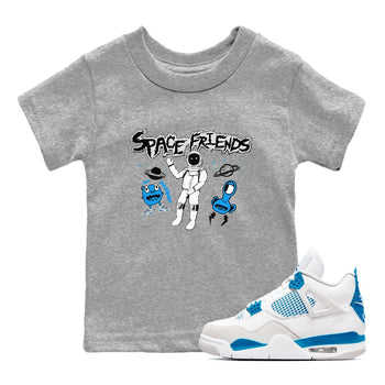 4s Military Blue shirt to match jordans Space Friends sneaker tees Air Jordan 4 Retro Military Blue Streetwear Brand SNRT Sneaker Release Tees baby toddler Heather Grey 1 cotton Shirt