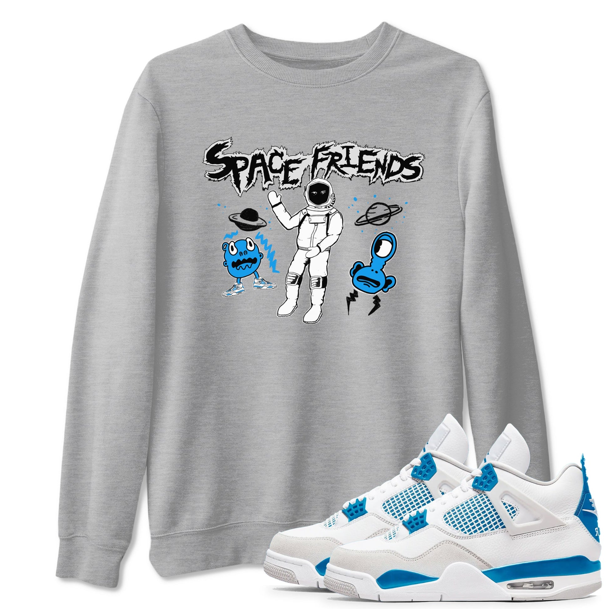4s Military Blue shirt to match jordans Space Friends sneaker tees Air Jordan 4 Retro Military Blue Streetwear Brand SNRT Sneaker Release Tees unisex cotton Heather Grey 1 crew neck shirt